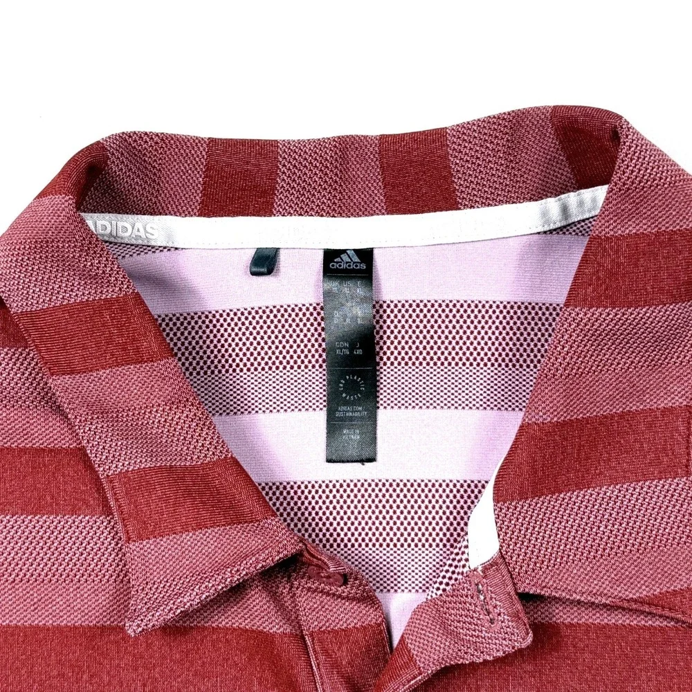 Adidas Mens Polo Shirts BUNDLE Blue‎ Maroon Striped Golf Performance XL